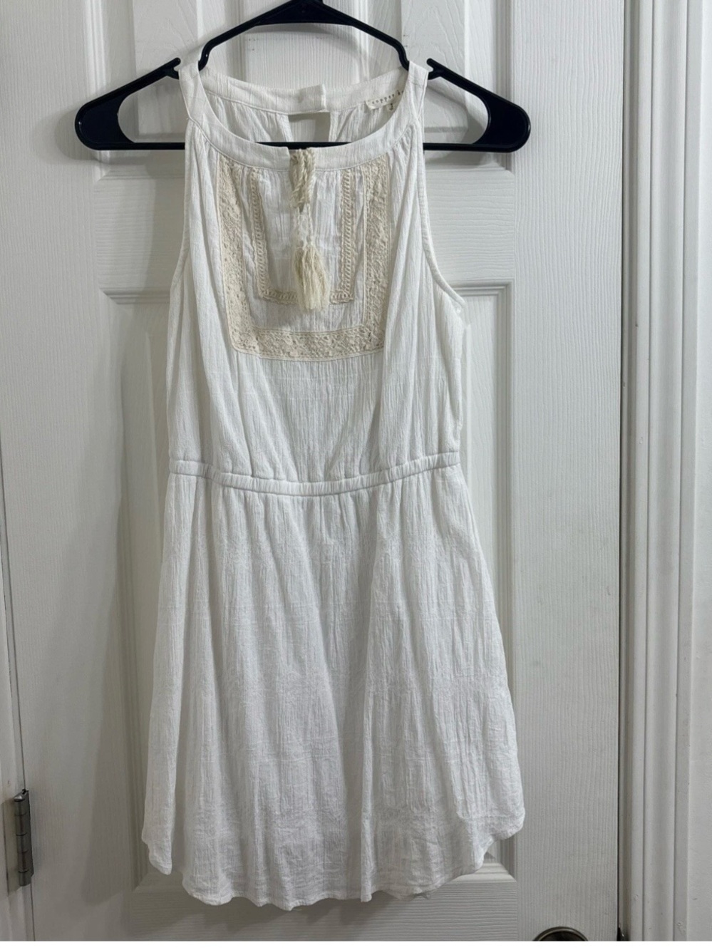 Copper Key size Large ivory sundress, Boho Scoop neck, Sleeveless Juniors Dress